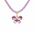 Lavender faceted crystal butterfly pendant necklace on white