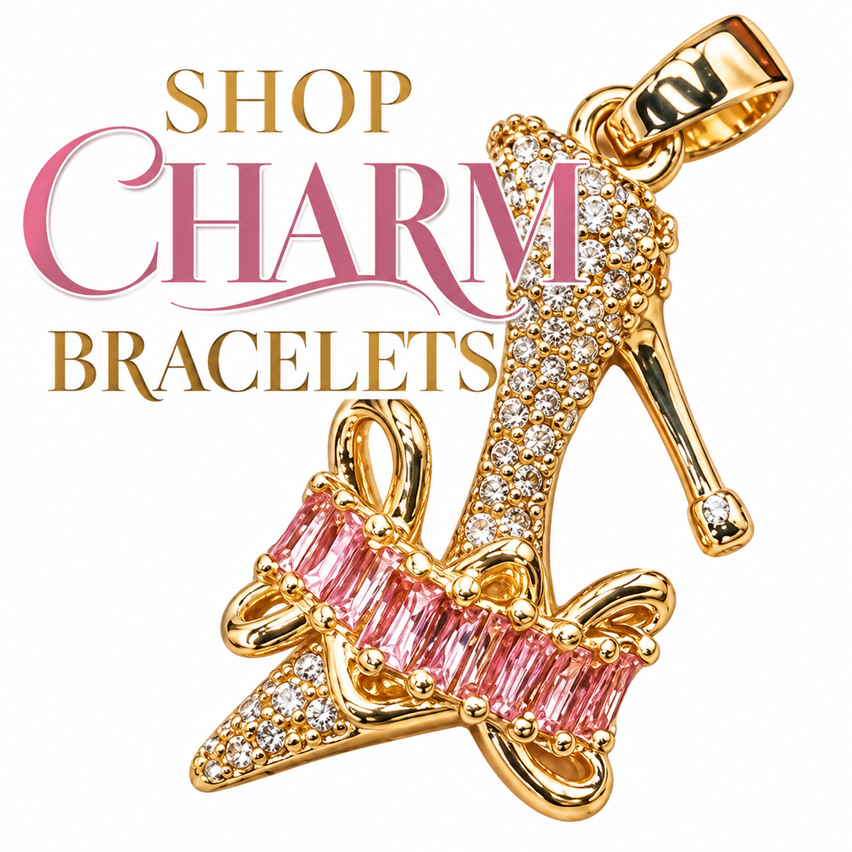 Build-your-own gold charm bracelet with personalized charms