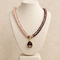 The Velvet Hour amber and chocolate Austrian crystal necklace with faceted triangular pendant